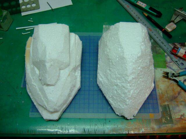 切銷後的保麗龍塊