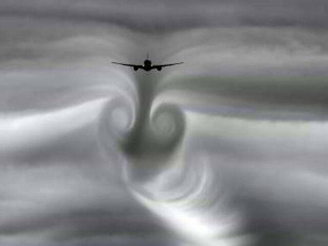 飛機飛過造成的渦旋氣流